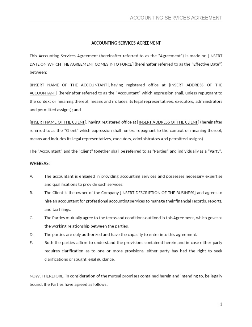 ACCOUNTING SERVICE AGREEMENT