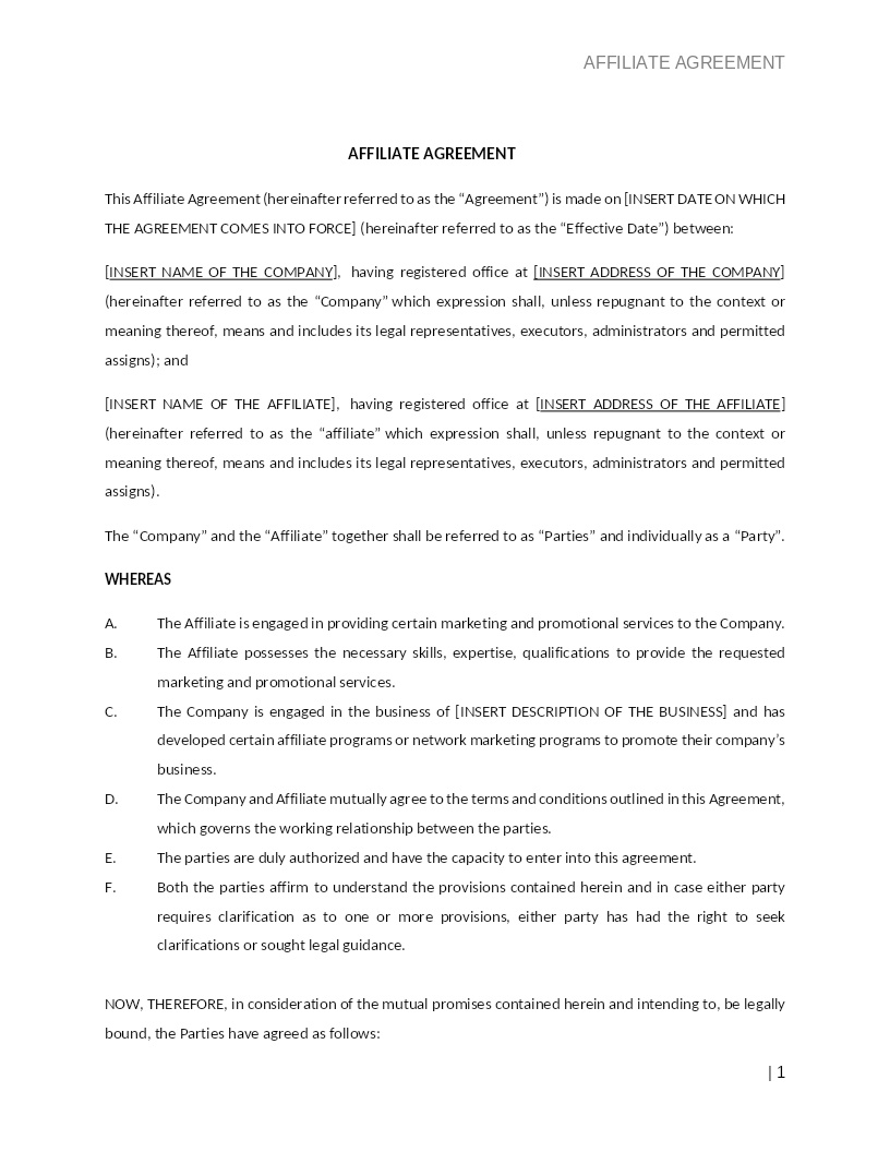 AFFILIATE AGREEMENT