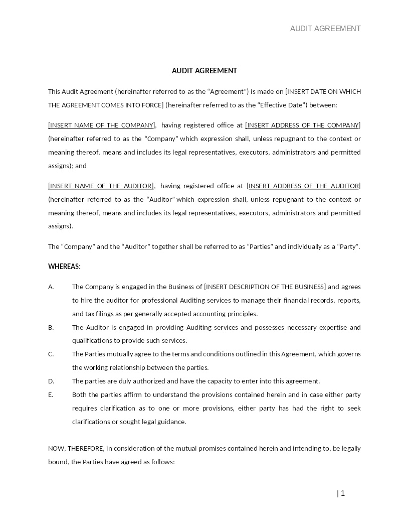 AUDIT AGREEMENT