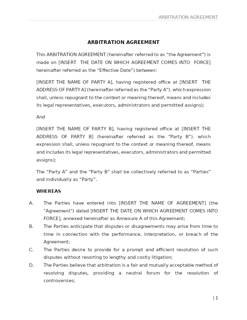 ARBITRATION AGREEMENT