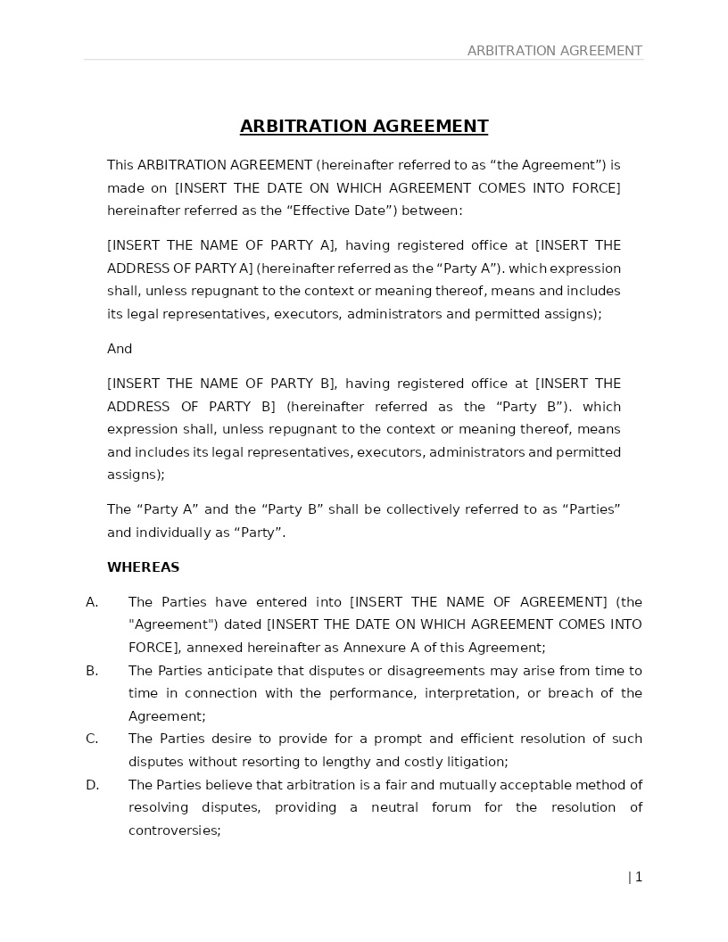 ARBITRATION AGREEMENT