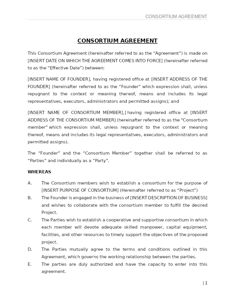 CONSORTIUM AGREEMENT