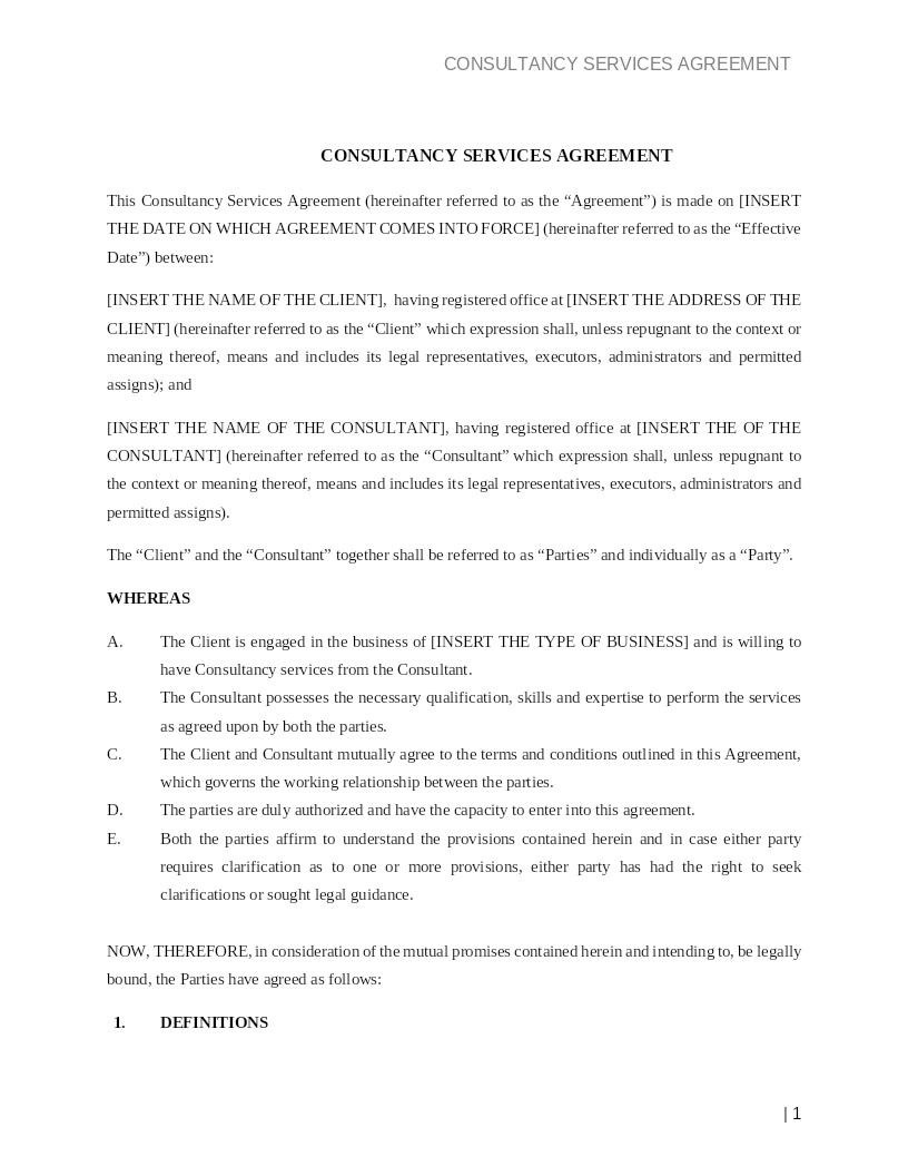 CONSULTANCY SERVICES  AGREEMENT