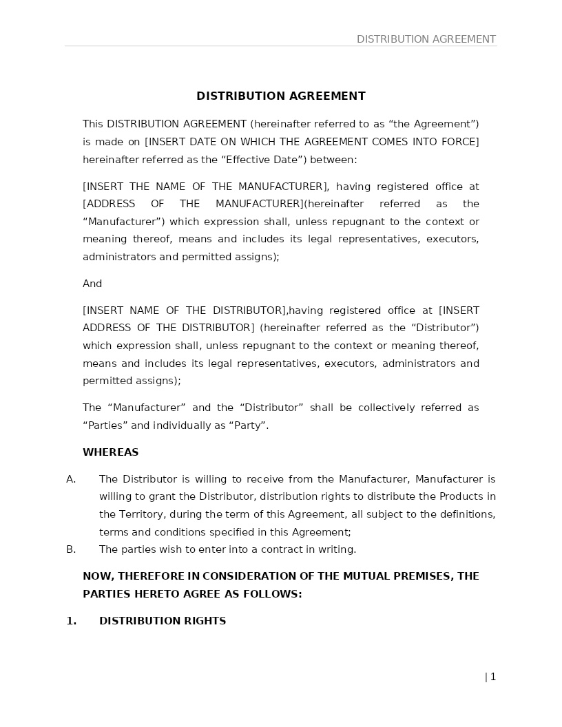 DISTRIBUTION AGREEMENT