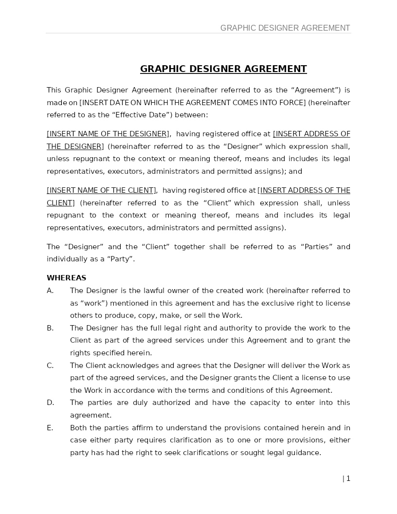 GRAPHIC DESIGNER AGREEMENT