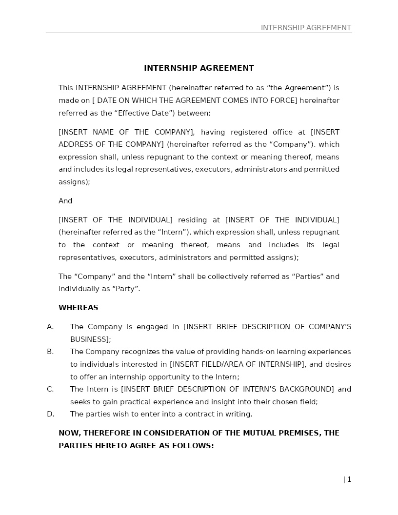 INTERNSHIP AGREEMENT