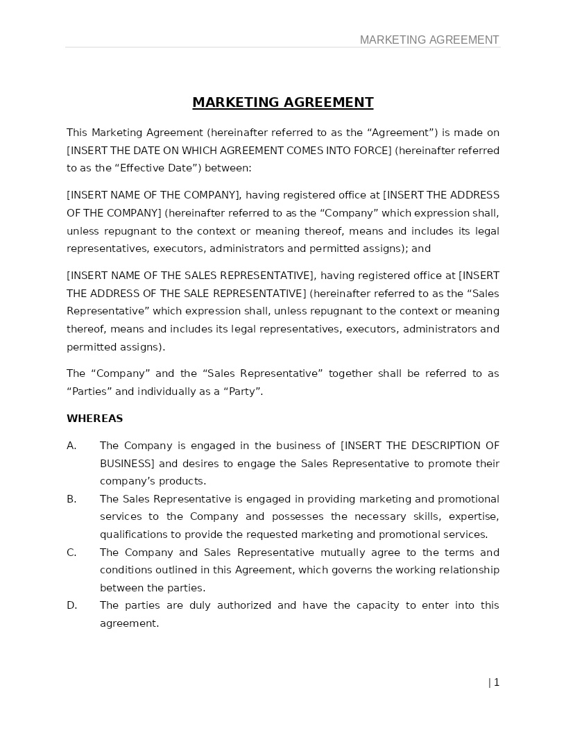 MARKETING AGREEMENT