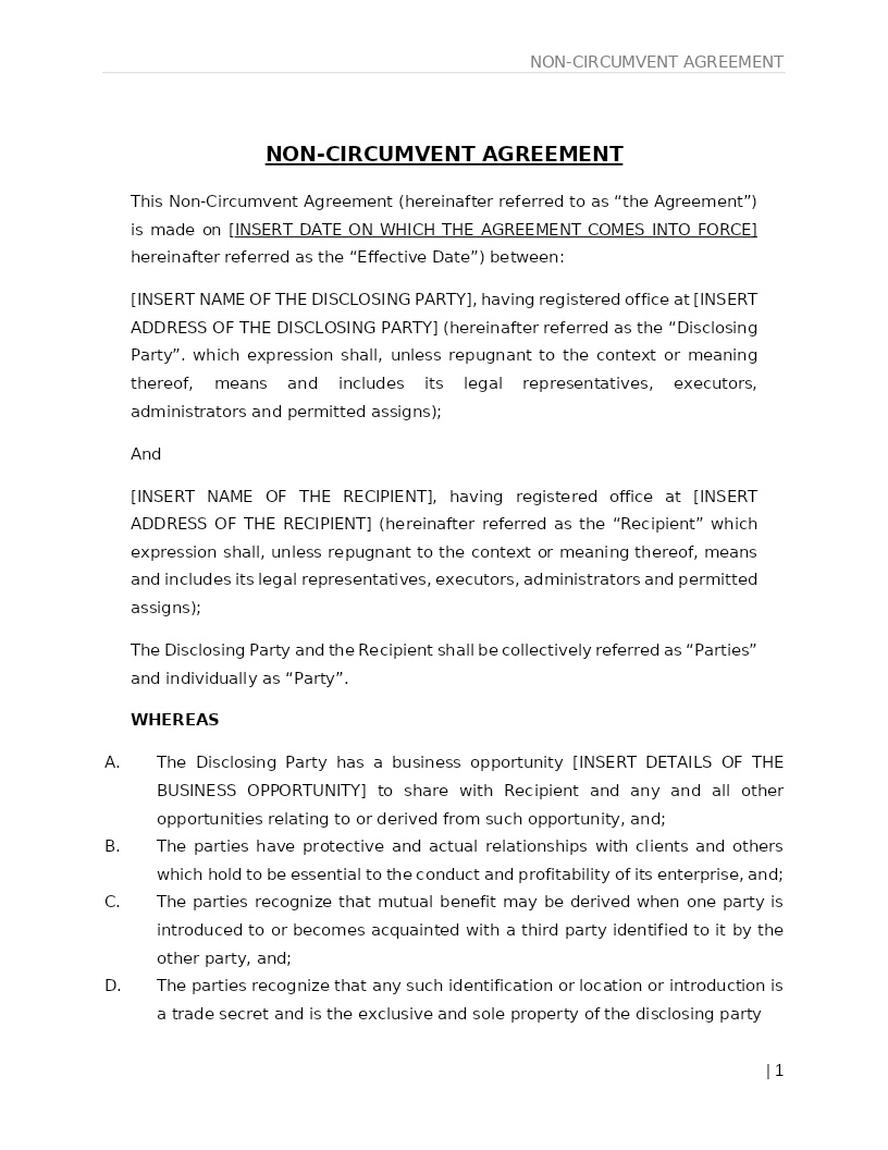 NON-CIRCUMVENT AGREEMENT