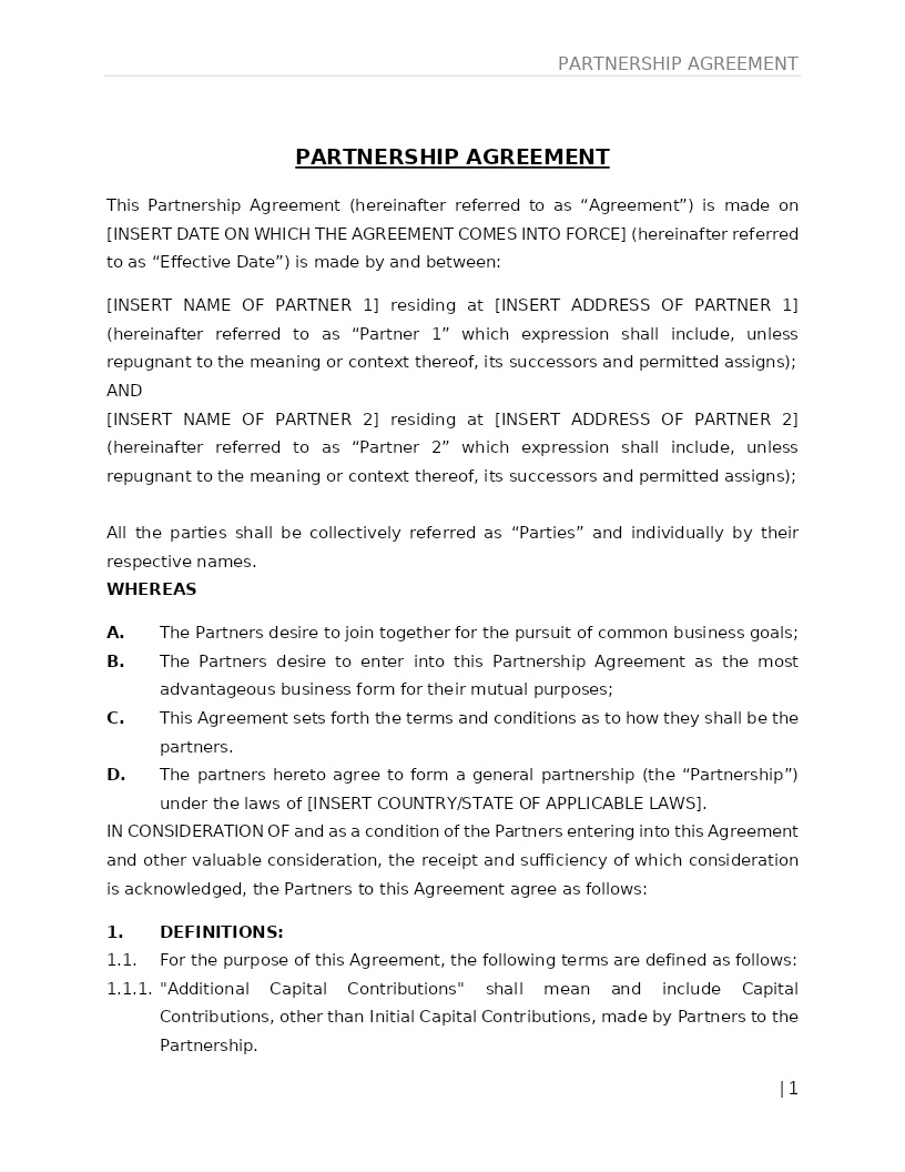 PARTNERSHIP AGREEMENT