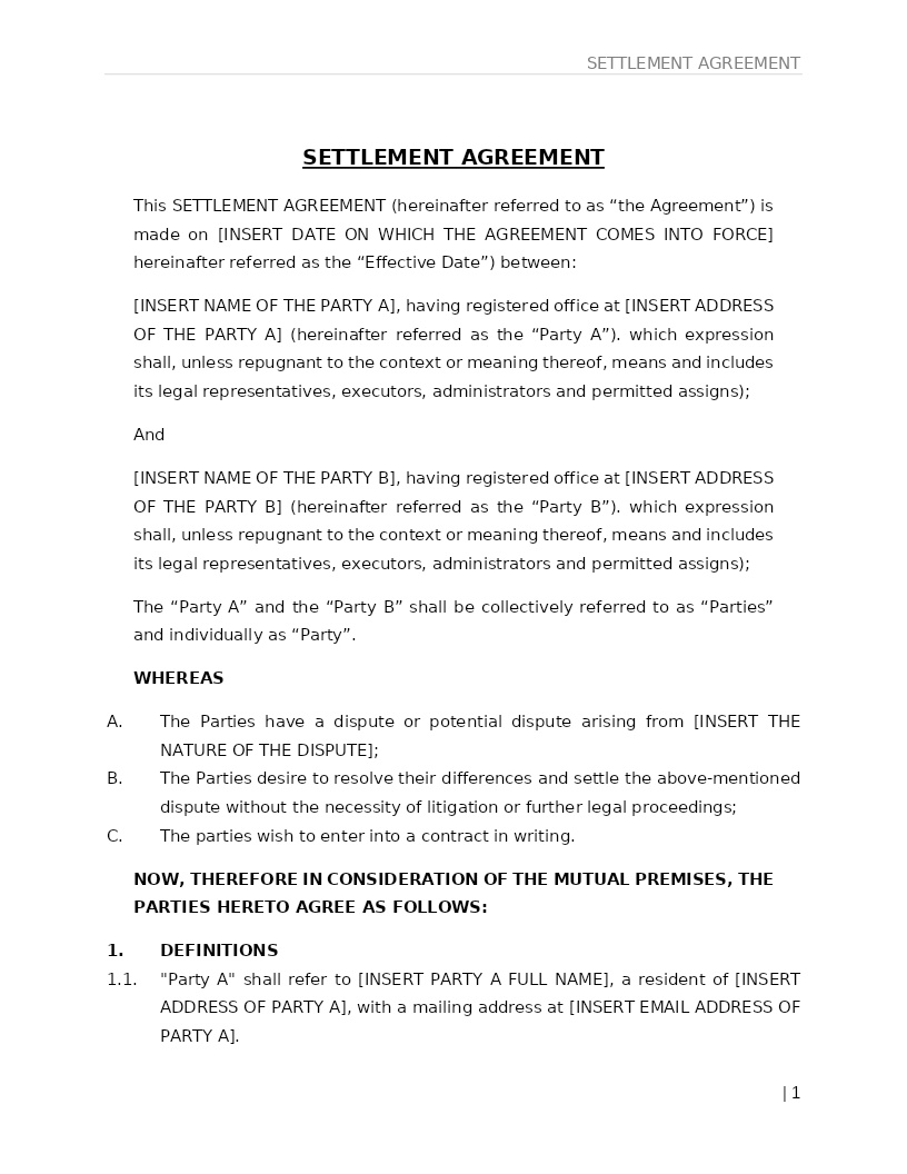 SETTLEMENT AGREEMENT