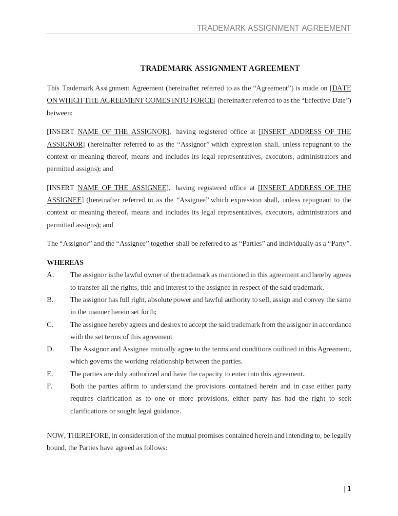 TRADEMARK ASSIGNMENT AGREEMENT