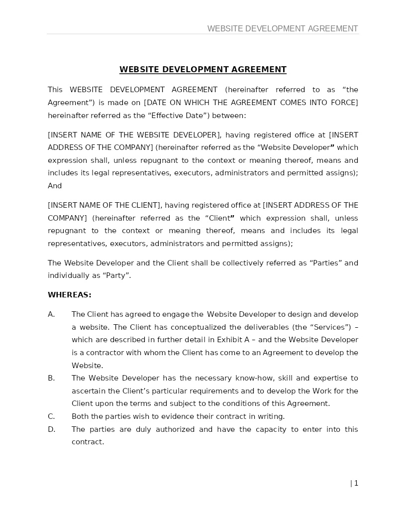 WEBSITE DEVELOPMENT AGREEMENT