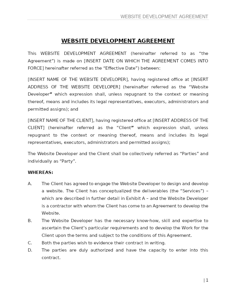 WEBSITE DEVELOPMENT AGREEMENT